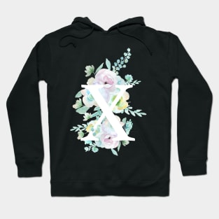 Botanical alphabet X green and purple flowers Hoodie